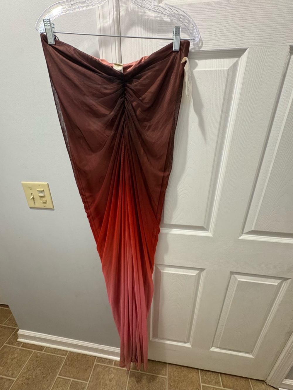 BAOBAB Lena Maxi Dress Cranberry Ombre Mesh Draped Gown BBAB-WD235 NWT XL - Picture 3 of 6
